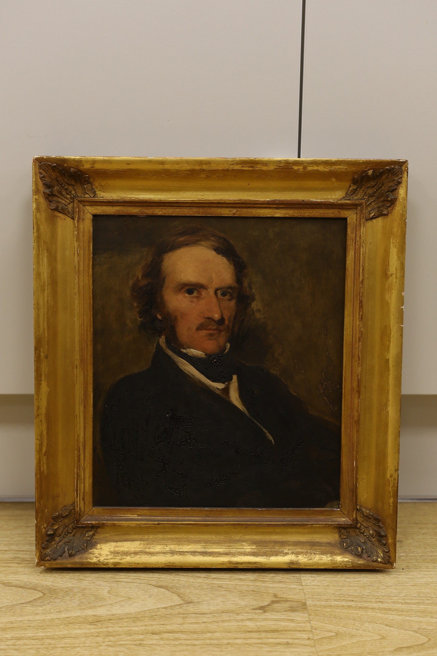 R. Morrison (mid 19th century), oil on board, portrait of Major Aubrey William Beauclerk, signed, verso inscribed, signed and dated 1850, 30 x 25cm